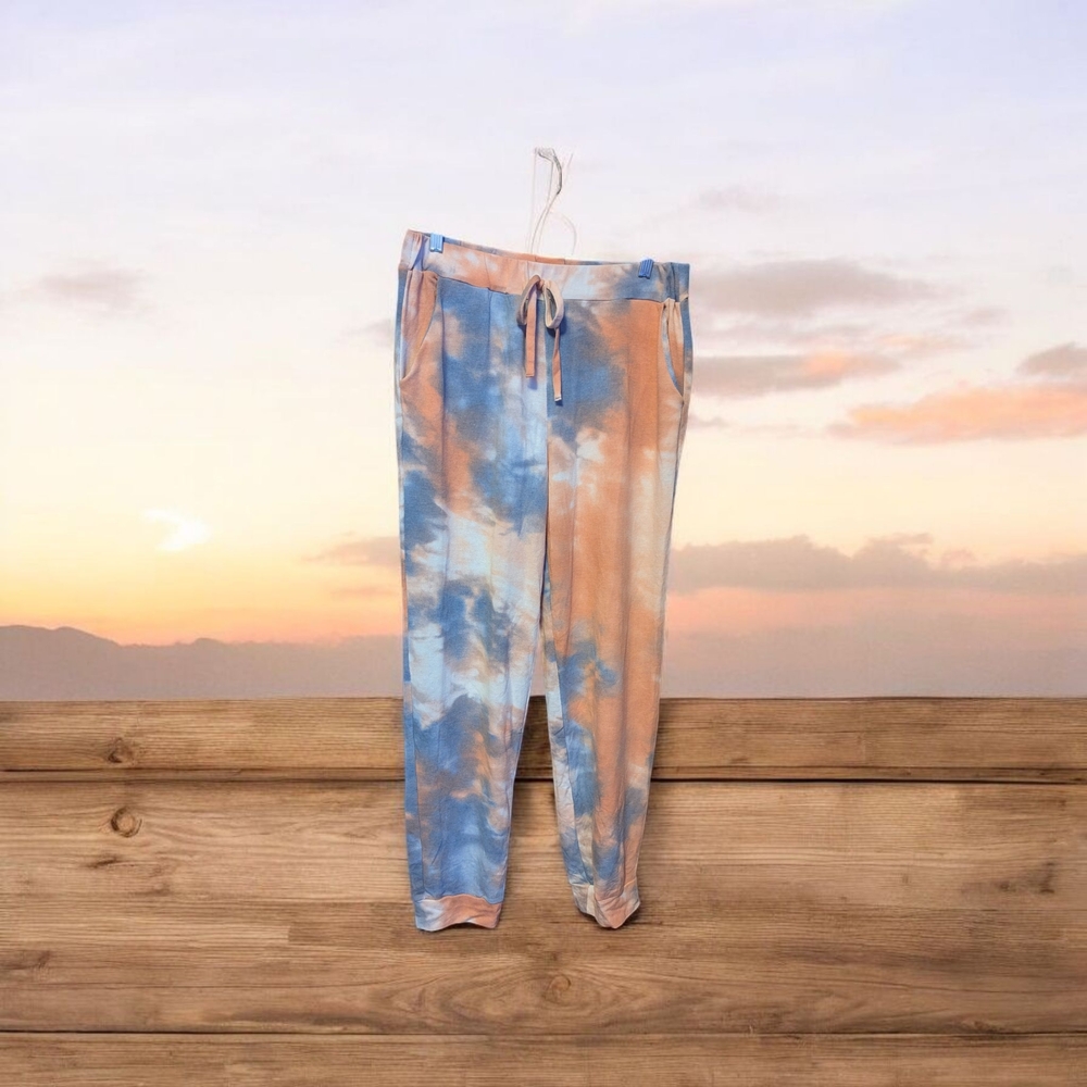 BiBi Women's Tie-Dye Casual Two Piece Lounge Set - Blue and Orange, NWOT - Picture 9 of 16